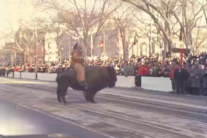 THIS IS A REAL VIDEO — BUFFALO RIDES IN JFK'S INAUGURAL PARADE...