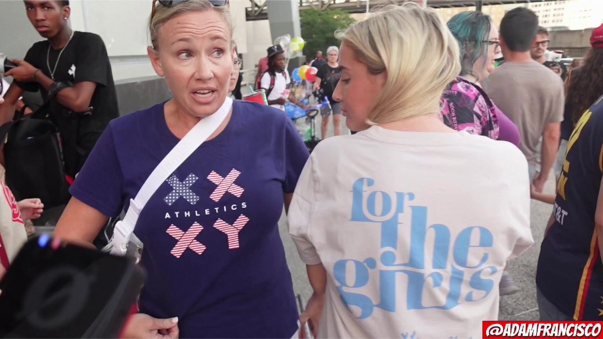 SECURITY FORCED THIS MOM AND HER DAUGHTER TO COVER THEIR PRO-GIRL'S-SPORTS SHIRTS...