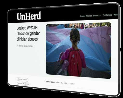 An UnHerd article on the leaked WPATH files, shown on a tablet