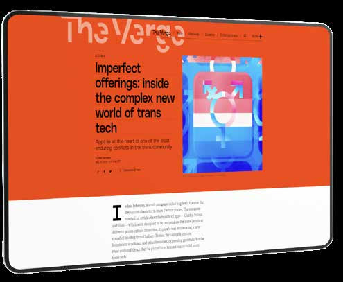A Verge article on trans tech, shown on a tablet